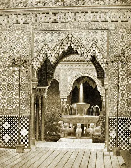 <b class=qtipBold><figcaption>Crystal Palace DP004626</figcaption></b><br>CRYSTAL PALACE, Sydenham, London. The fountains playing in the courtyard of the Alhambra Court at the Crystal Palace are based on the Lion Fountain in the Court of the Lions in the Alhambra Palace, Granada, which was built around 1370 for Mohammed V. Photographed in 1859 by Philip Henry Delamotte.<br><em>© Historic England</em> Crystal Palace DP004626