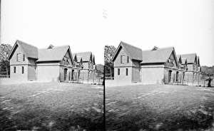 <b class=qtipBold><figcaption>Elephant house CC97_00447</figcaption></b><br>Zoological Gardens, Regents Park, London. Stereoscopic view showing the old Elephant House. It was designed by Anthony Salvin junior and built in 1868-69. It has since been demolished. Photographed by York & Son, 1870-1900.<br><em>© Historic England</em> Elephant house CC97_00447