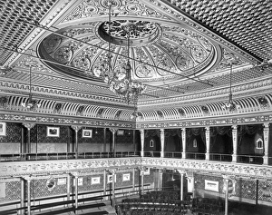 <b class=qtipBold><figcaption>Empire Music Hall BL10924</figcaption></b><br>THE EMPIRE PALACE THEATRE, Newgate Street, Newcastle-upon-Tyne. Described as the "Empire Music Hall", this interior detail shows the Ceiling and Gallery in the Auditorium soon after completion in 1890. It was photographed by Bedford Lemere for the architect (Oliver & Leeson) in August 1891.<br><em>© Historic England</em> Empire Music Hall BL10924