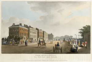 Prints of APSLEY HOUSE, Piccadilly, Hyde Park Corner, London. View of Piccadilly from Hyde Park Corner Turnpike dated 1810. No 19 of Ackermanns Repository of Arts Georgian Life Prints: Apsley House Print: Engraving of Piccadilly from Hyde Park Corner, 1810