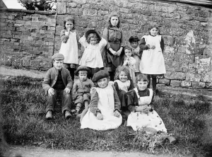 Photos Of Edwardian England Prints: Print of a group of children in Hellidon, Northamptonshire, July 1902