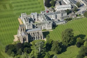 Georgian Buildings Prints: Milton Abbey Print: Georgian country house and monastic church remains