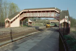 Prints of Good surviving example of a Great Western Railway footbridge. IoE 305573 Victoriana Prints: Print of Railway Footbridge at Wilmcote Station