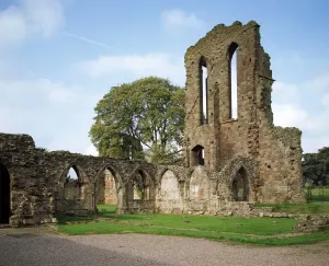 Prints of CROXDEN ABBEY, Staffordshire. View of the South transept and the chapter house from the South East Staffordshire Prints: Croxden Abbey Print: South Transept and Chapter House