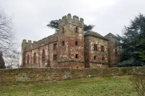 Prints of Acton Burnell Castle, Shropshire. The red sandstone shell of one of the earliest medieval English fortified mansions Shropshire Prints: Print of Acton Burnell Castle's Red Sandstone Shell