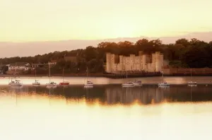Prints of UPNOR CASTLE, Kent. View of the castle from across the Medway Castle Prints: Upnor Castle Print: A View Across the Medway