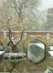 Bridges – River Crossings and Engineering Structures: Eltham Palace Print: Snowy Moat and Bridge