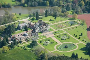Prints of WITLEY COURT AND GARDENS, Worcestershire. Aerial view Worcestershire Prints: Witley Court and Gardens Print, Aerial View