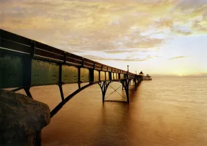 Clevedon Pier Print - Sunset View