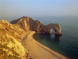 Prints of DURDLE DOOR, West of Lulworth, Dorset. View of the eyelet looking east Dorset Prints: Durdle Door Print: East-facing view of the eyelet