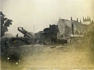 Print of St Mary's Church and Threshing Scene, Littlehampton