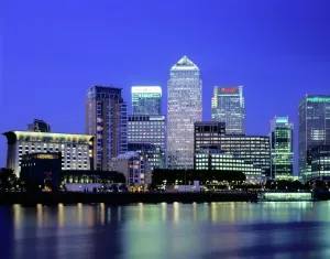 Explore England - Iconic Landmarks and Places to Visit: Canary Wharf Print at Night