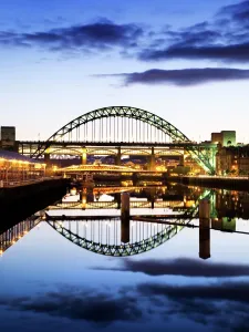 Northern Ireland Prints: Tyne Bridges Print: Twilight View of Newcastle Upon Tyne and Gateshead