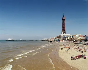 United Kingdom Prints: Blackpool Beach View Print from Central Pier