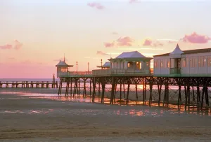 Victoriana Prints: Print of Lytham St Annes Pier at Sunset