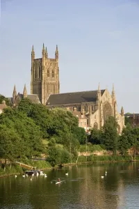 West Midlands Prints: Worcester Cathedral Print: View from the North West