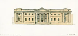 <b class=qtipBold><figcaption>Female Prison, York Castle IC121_003</figcaption></b><br>Reconstruction drawing showing an elevation of the grand west facade of the Female Prison at York Castle, as it is likely to have looked after it was built in the early 1780s. Terry Ball. April 1985.<br><em>© Historic England Archive</em> Female Prison, York Castle IC121_003