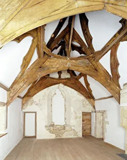 <b class=qtipBold><figcaption>Fiddleford Manor J920906</figcaption></b><br>FIDDLEFORD MANOR, Dorset. Interior view. General view of the Solar, looking North.<br><em>© Historic England</em> Fiddleford Manor J920906