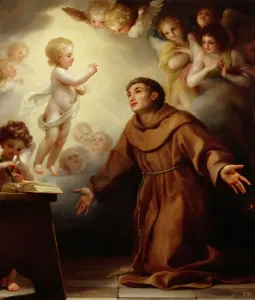 Prints of APSLEY HOUSE, London. The Infant Christ Appearing to St Anthony of Padua by Anton Raphael MENGS (1728-79). After treatment. WM 1598-1948 Italy Prints: Print of Infant Christ Appearing to St Anthony