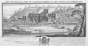 Prints of LANERCOST PRIORY, Cumbria. South east view of Lanercost Priory in the county of Cumberland by Samuel and Nathaniel Buck, 1739 Cumberland Prints: Lanercost Priory Print, South East View