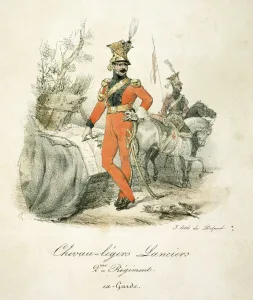 French Lancers Print, Engraving of a Napoleonic Officer