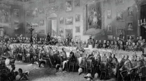 Battle Of Waterloo Prints: Waterloo Banquet Print, Engraving of Apsley House Celebration