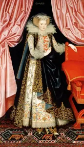 Prints of KENWOOD HOUSE, SUFFOLK COLLECTION, London. Lady Dorothy Cary c1615 by William Larkin (died 1619) Suffolk Prints: Print of Lady Dorothy Cary in a three-quarter view, oil on panel