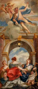 Prints of CHISWICK HOUSE, London. Mercury and the Arts c.1729 by William KENT (1685-1748) Painting Prints: Print of Chiswick House, London featuring Mercury and the Arts
