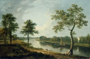 Prints of MARBLE HILL HOUSE, Twickenham, Richmond, Middlesex. The Thames near Marble Hill c.1762 by Richard WILSON (1714-1782). MH34 Middlesex Prints: Print of a serene Thames river scene near Marble Hill House
