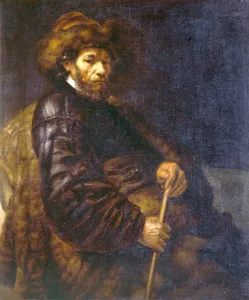 Rembrandt Prints: A Seated Man with a Stick Print, Brodsworth Hall
