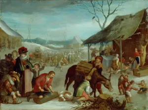 Prints of BRODSWORTH HALL, South Yorkshire. Winter by circle of Louis De Caullery (active 1590-1620). Season South Yorkshire Prints: Winter Print of Brodsworth Hall, South Yorkshire