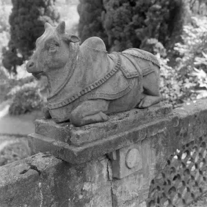 Prints of INDIAN BRIDGE, Sezincote Park, Gloucestershire. Detail of animal sculpture on the Indian Bridge in Sezincote Park, which was erected in 1811 Sculpture Prints: Print of Indian Bridge, Sezincote Park