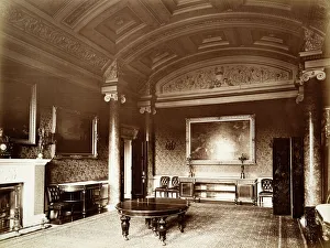 <b class=qtipBold><figcaption>The Grange, Northington BL08705</figcaption></b><br>THE GRANGE, Northington, Hampshire. Interior view of the dining room at The Grange. The Grange at Northington was originally built in 1670-1673, and was subject to extensive later alterations. The image was taken for the owner, Lord Ashburton. Photographed by Bedford Lemere, 1st June 1888.<br><em>© Historic England</em> The Grange, Northington BL08705