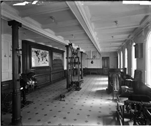 <b class=qtipBold><figcaption>Gymnasium, RMS Olympic BL24990_014</figcaption></b><br>The gymnasium, RMS Olympic, White Star Line, 1920-21. The Olympic was sister ship to the ill-fated Titanic and Britannic. This Bedford Lemere and Company photograph was commissioned by the White Star Line, which was also known as the Oceanic Steam Navigation Company, and was probably taken at Southampton docks.<br><em>© Historic England Archive</em> Gymnasium, RMS Olympic BL24990_014