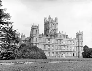 <b class=qtipBold><figcaption>Highclere CC72_00786</figcaption></b><br>Highclere Castle, Highclere, Hampshire. The exterior of the castle, remodelled in an Elizabethan style in 1839-42, taken from the south east. Photographed by Henry Taunt, late 19th century.<br><em>© Historic England Archive</em> Highclere CC72_00786