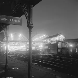 Kings Cross Station Print, a 1960s Nighttime View