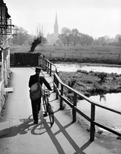 Print of Postman on Town Path, Harnham