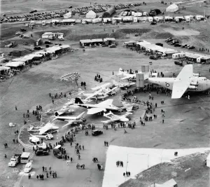 Prints of Various aircraft on display in the Static Park for the Farnborough Air Show, 5th September 1952. Farnborough, Hampshire Hampshire Prints: Farnborough Air Show Static Park Print, 1952