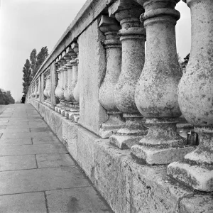 Prints of MAIDENHEAD BRIDGE, Maidenhead, Berkshire. A view of the balustrade on the bridge. Photographed by Eric de Mare in 1949 Berkshire Prints: Print of Balustrade on Maidenhead Bridge