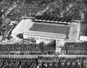 Prints of HIGHBURY STADIUM, London. Aerial view of Arsenal Stadium, the home of Arsenal Football Club since 1913. Photographed in 1932. Aerofilms Collection (see Links) Related Prints: Highbury Stadium Aerial Print 1932