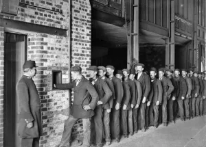 Photos Of Edwardian England Prints: Pay Day Print, Butlers Wharf, London