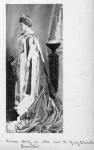 Prints of OSBORNE HOUSE, Isle of Wight. The Ryde Album. Princess Beatrice (1857-1944), or more properly Princess Henry of Battenberg. Youngest daughter of Queen Victoria Historic Images 1920s To 1940s Prints: Print of Princess Beatrice wearing Coronation robes