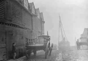 Cannon Wharf Print, circa 1856, a coal wharf scene