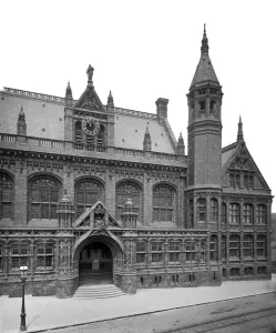 The Victorian Age Prints: Print of Birmingham Law Courts, a centre block and end in perspective