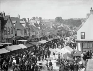 1895 Burford Mop Fair Print, High Street Scene