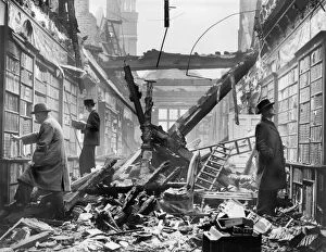 Holland House Collection: Holland House library after an air raid BB83_04456