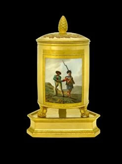 Objects and Artefacts Gallery: Ice pail depicting a Highlander with Spanish militia N081111