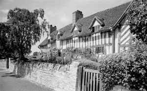 Eric De Mare Prints: Print of a 16th-century red-brick cottage