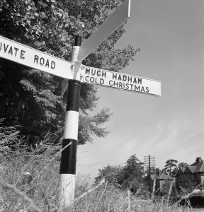 Hertfordshire Prints: Print of a finger post sign near Thundridge, Hertfordshire