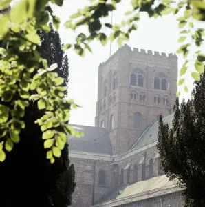 Church Prints: St Albans Abbey Print: Tower in Churchyard